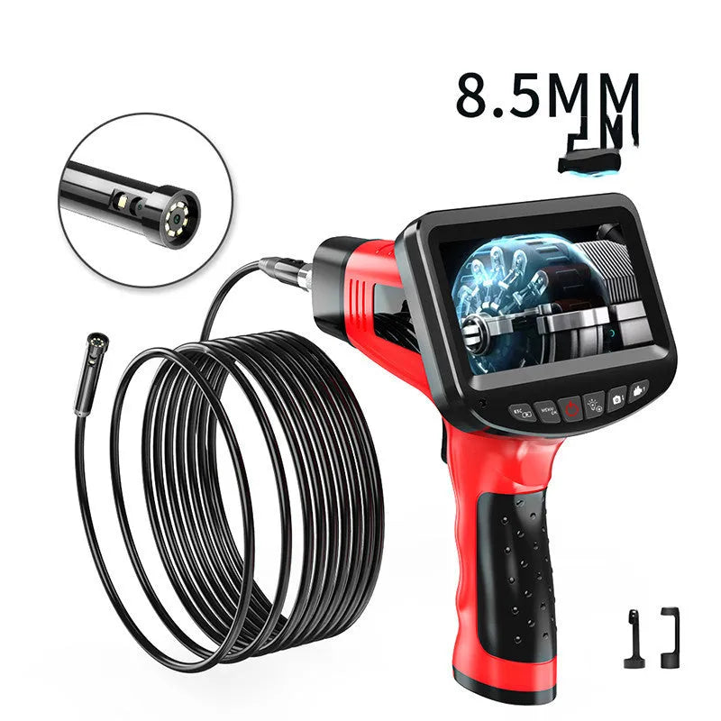 8.5mm diameter dual-lens endoscope camera with choice of snake pipeline or hard wire cable options