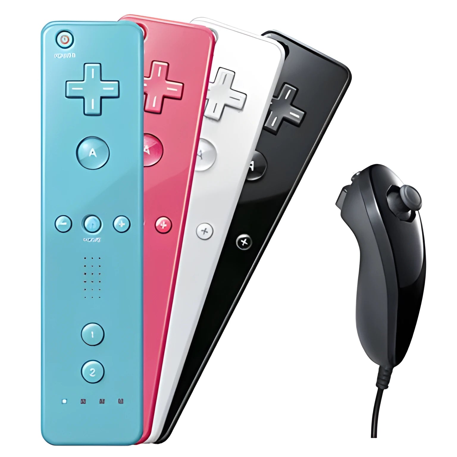 Wii left and right gamepad controller set with rubber sleeve and hand strap