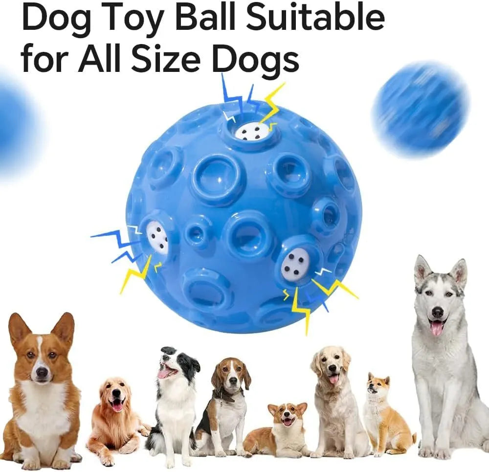 Colourful rubber dog toy ball with textured surface for aggressive chewers and anxiety relief