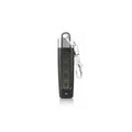 A black rolling door remote control duplicator unit showing its compact size and buttons for copy and test functions.