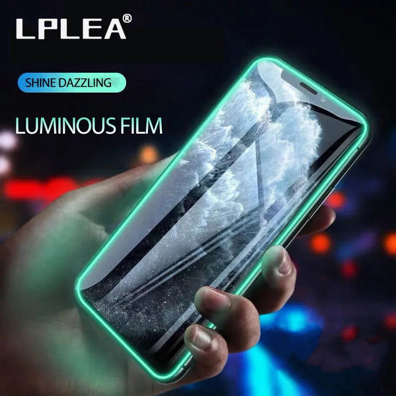 Luminous full cover tempered glass screen protector for iPhone glowing in dark with anti-scratch features