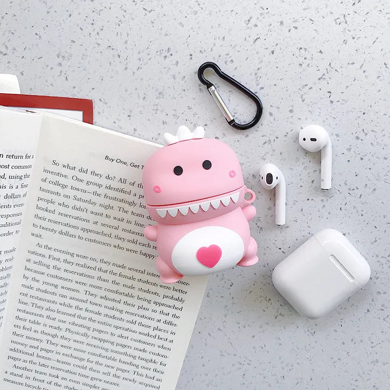 Silicone case for AirPods 1 and 2 generation in assorted colours with cartoon animal designs