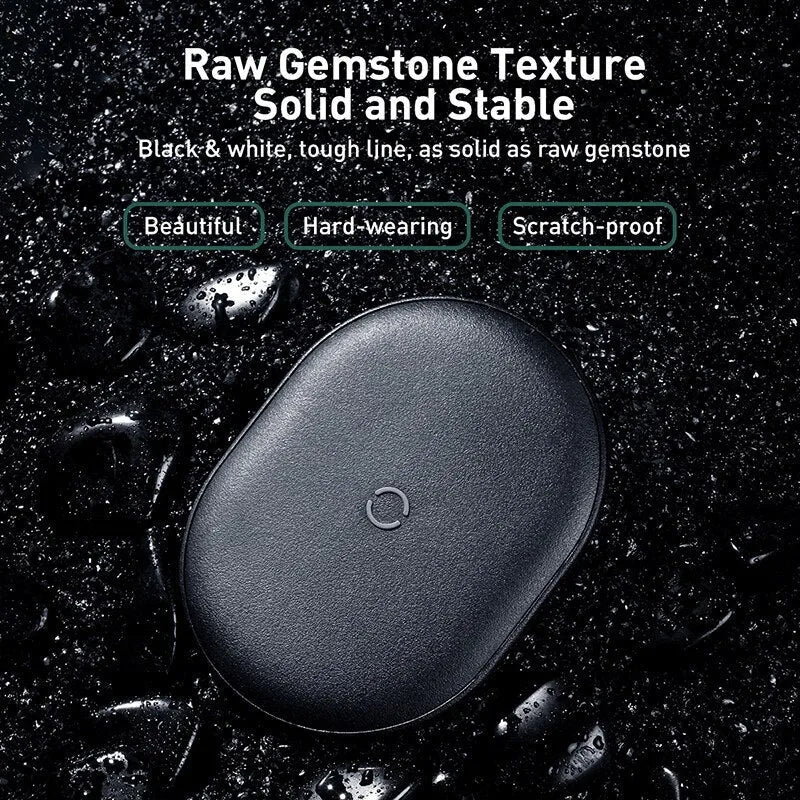 Baseus Rough 15W wireless charging pad in black or white with Type-C port