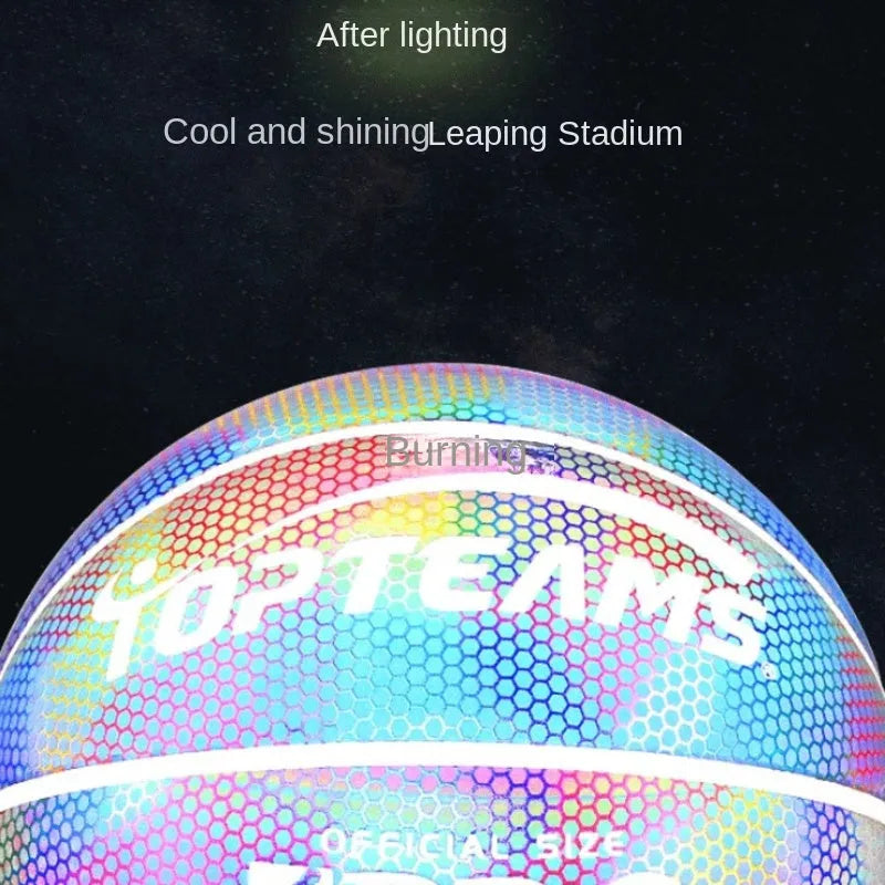 Holographic reflective fluorescent basketball No. 7 size in chroma colour