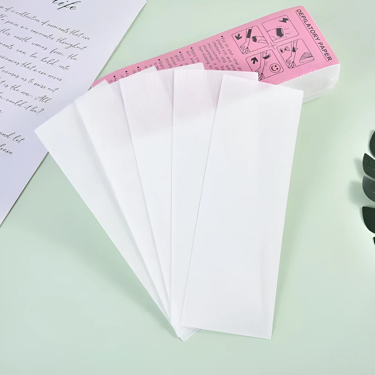 Non-woven fabric hair removal wax paper strips for waxing applications