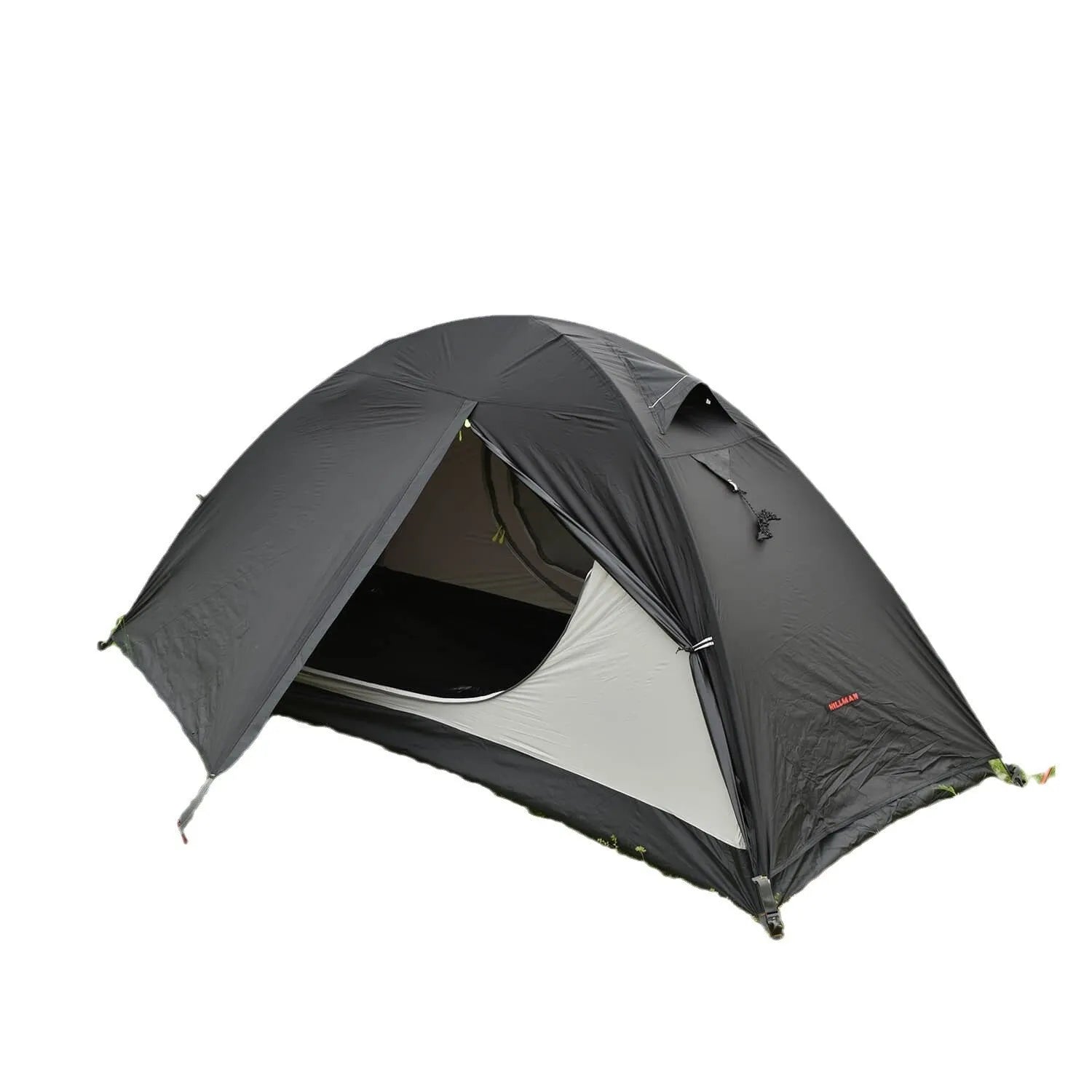 Single person hiking tent with aluminium poles pitched in outdoor setting showing red colour option