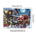 Large red Christmas banner with Santa Claus and gifts on a night scene, measuring 210cm by 150cm.