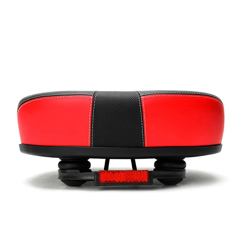 Large bicycle saddle with thickened rubber ball padding and PU leather cover in red, grey or light brown