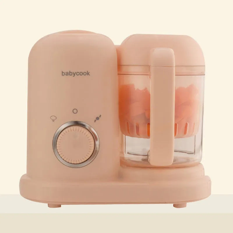 Green or pink baby food processor steamer and blender with double mixing blade for mincing meat and vegetables