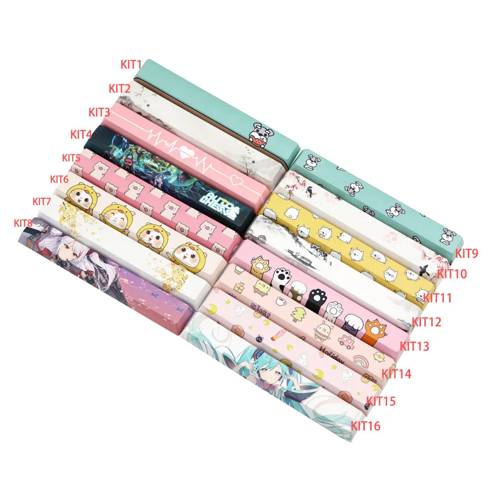 6.25U PBT spacebar keycap with five-sided sublimation, original height, KIT 1 to KIT 16 colour options