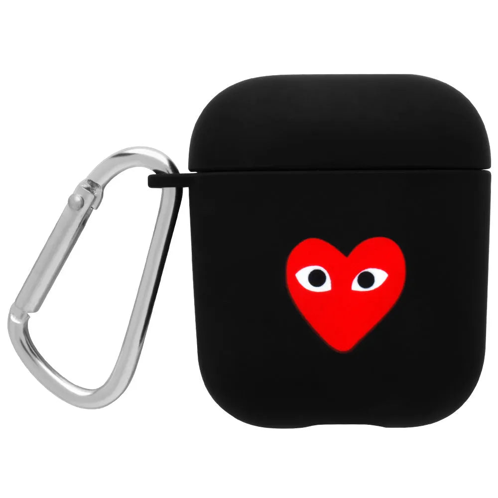 PC protective case cover for AirPods wireless earphones in black or pink with decorative styles