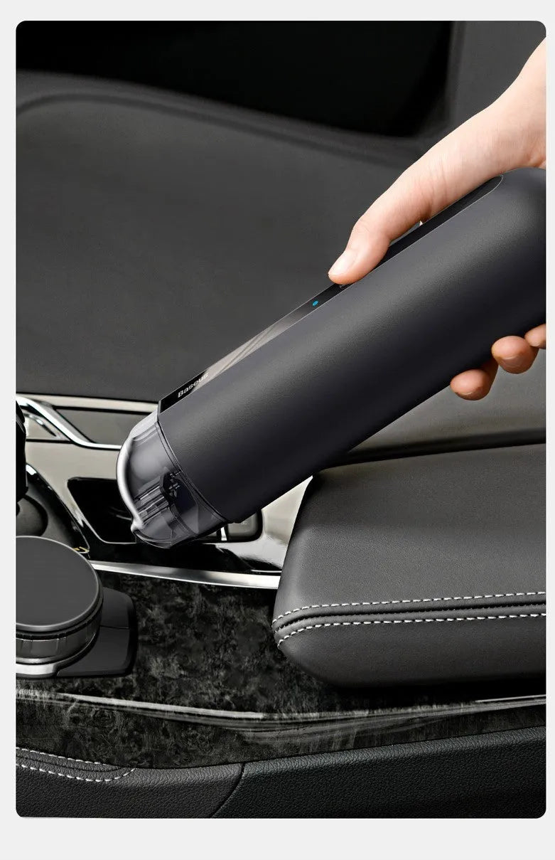Wireless handheld car vacuum cleaner with 5000Pa suction power and blowing hose attachment