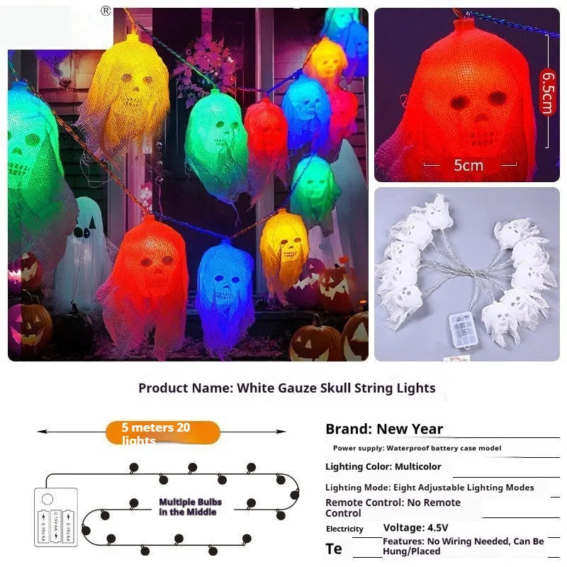 Battery-powered Halloween coloured LED lights with plastic housing for indoor wall decoration