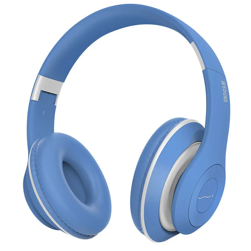 Blue and red Bluetooth wireless in-ear stereo headset on a white background.
