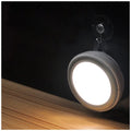Compact circular motion sensor LED light with PIR sensor, 80mm diameter, for wardrobe and corridor lighting.