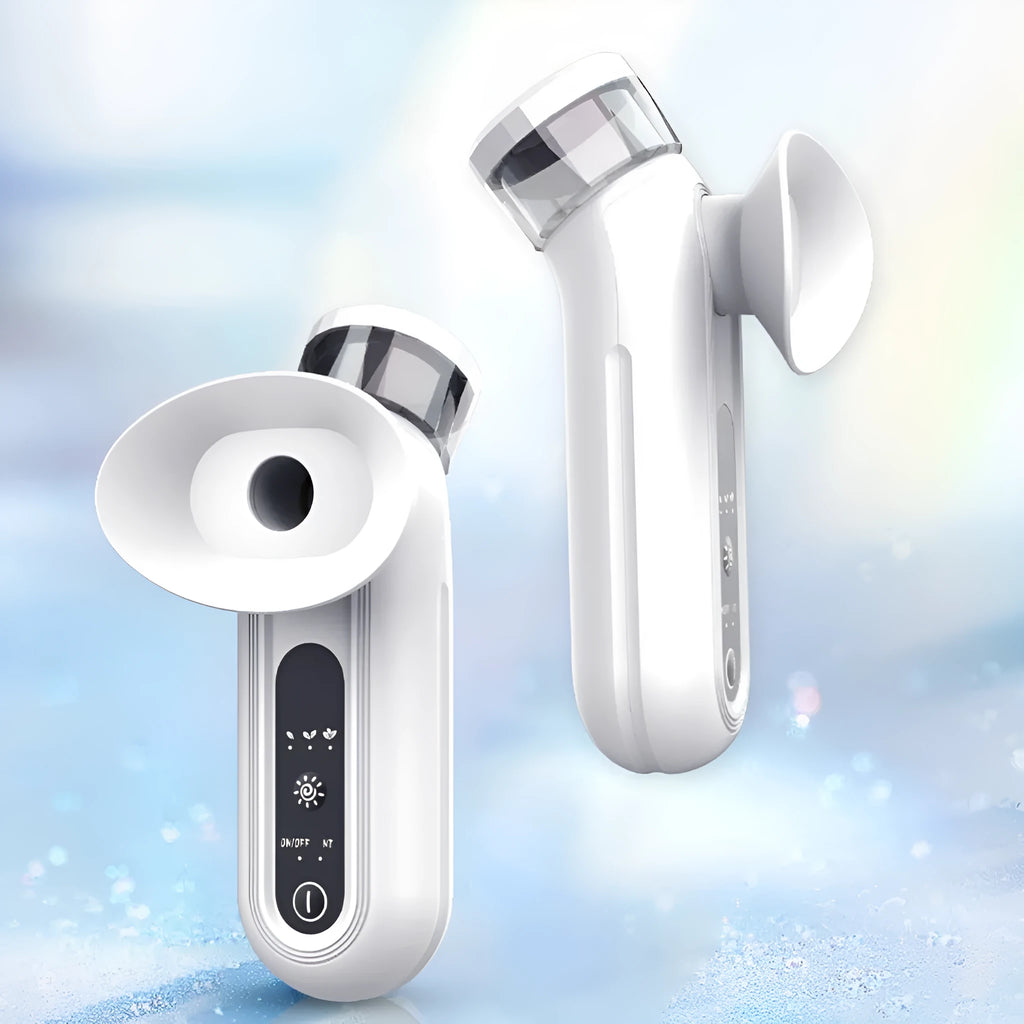 White portable eye compress device with rechargeable battery and included eye mask