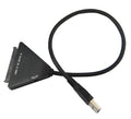 Black USB 3.0 to SATA 7+15 pin hard drive adapter cable with separate power supply line.