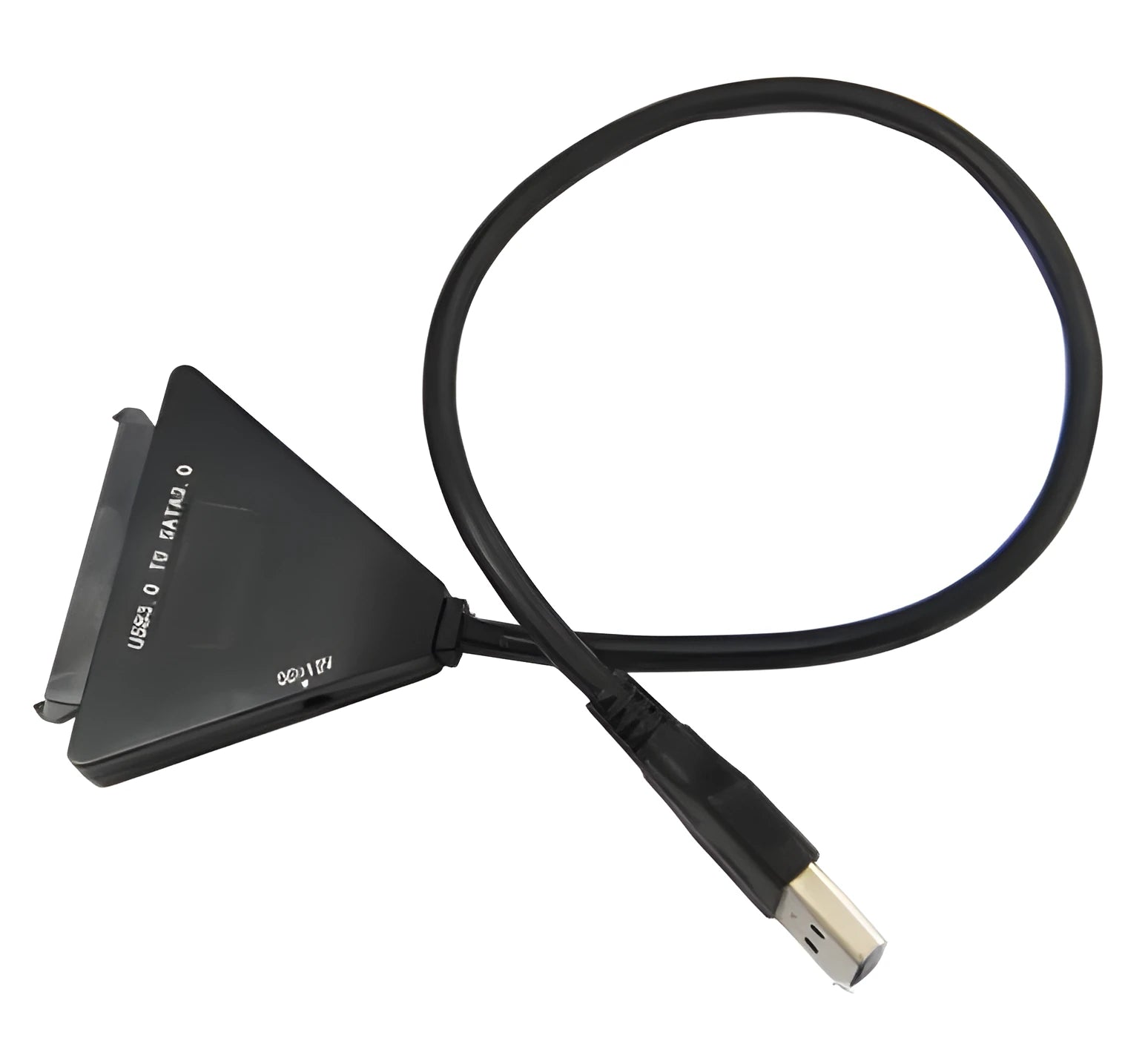 Black USB 3.0 to SATA 7+15 pin hard drive adapter cable with separate power supply line.
