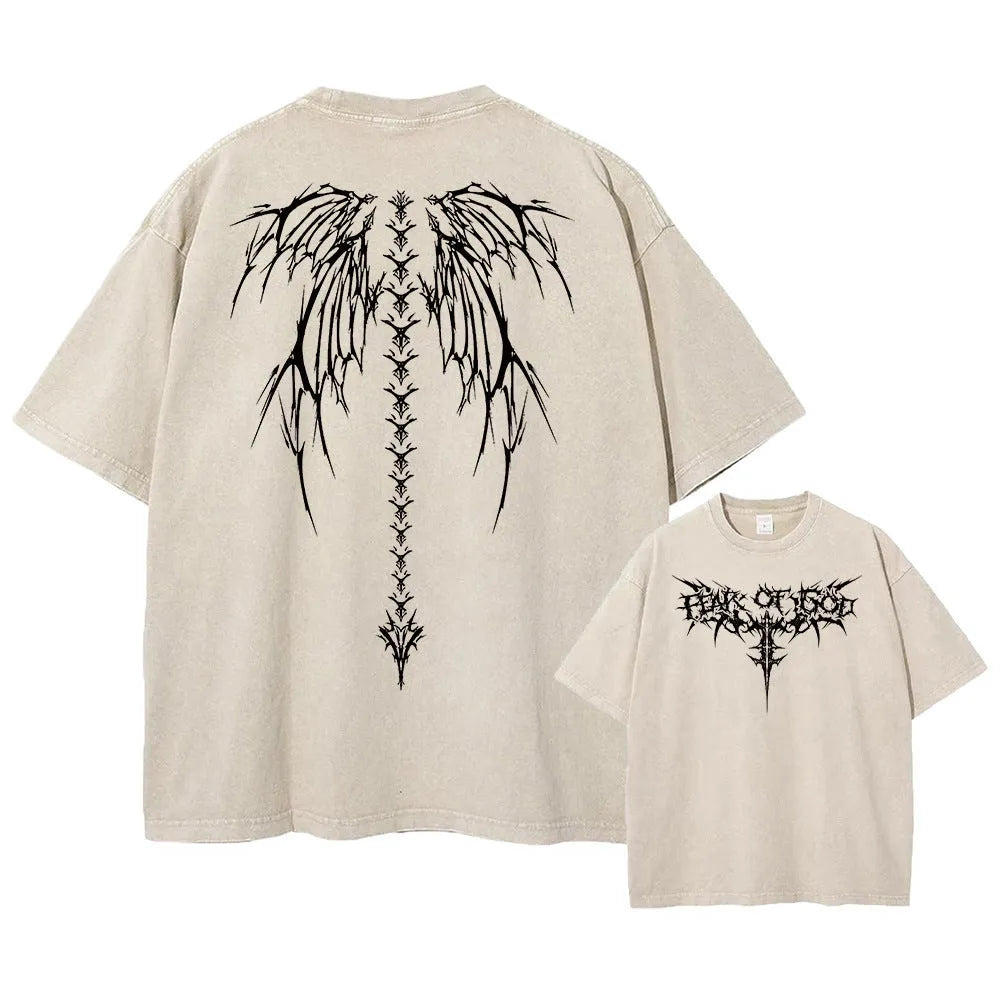 Men's oversized cotton t-shirt in a solid colour with drop-shoulder short sleeves on a grey background.