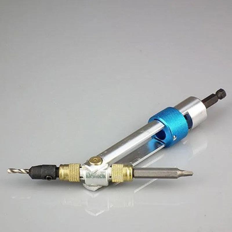 Half Time Drill driver attachment with swivel head and set of Phillips, flathead, and countersink bits
