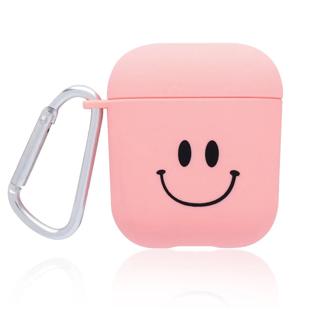 PC protective case cover for AirPods wireless earphones in black or pink with decorative styles
