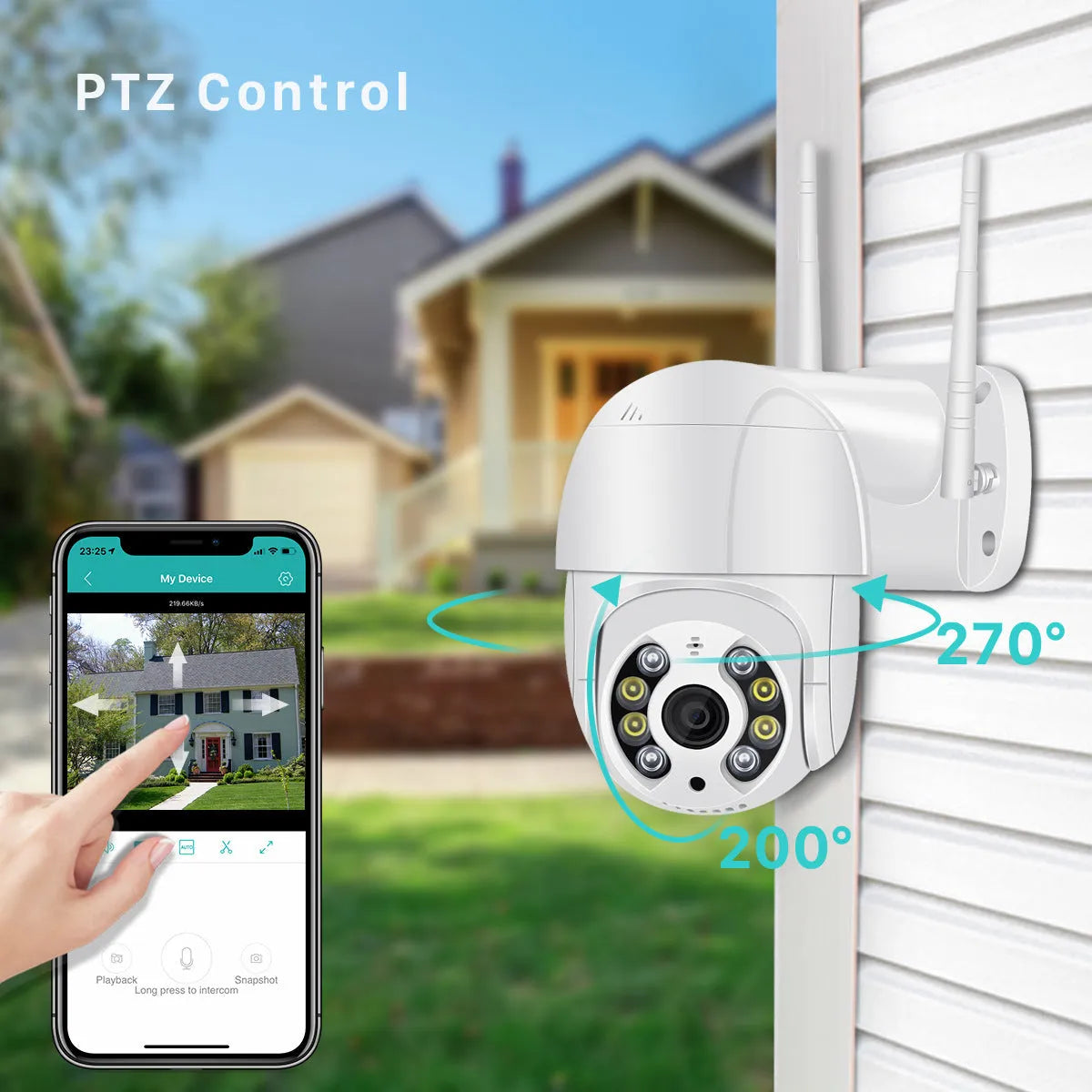 Outdoor WIFI dome camera with 1920x1080 HD resolution, 3.6mm lens, IP66 waterproof plastic housing and up to 60M range