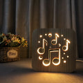 Wooden LED atmosphere lamp with pine construction and warm white illumination measuring 19cm