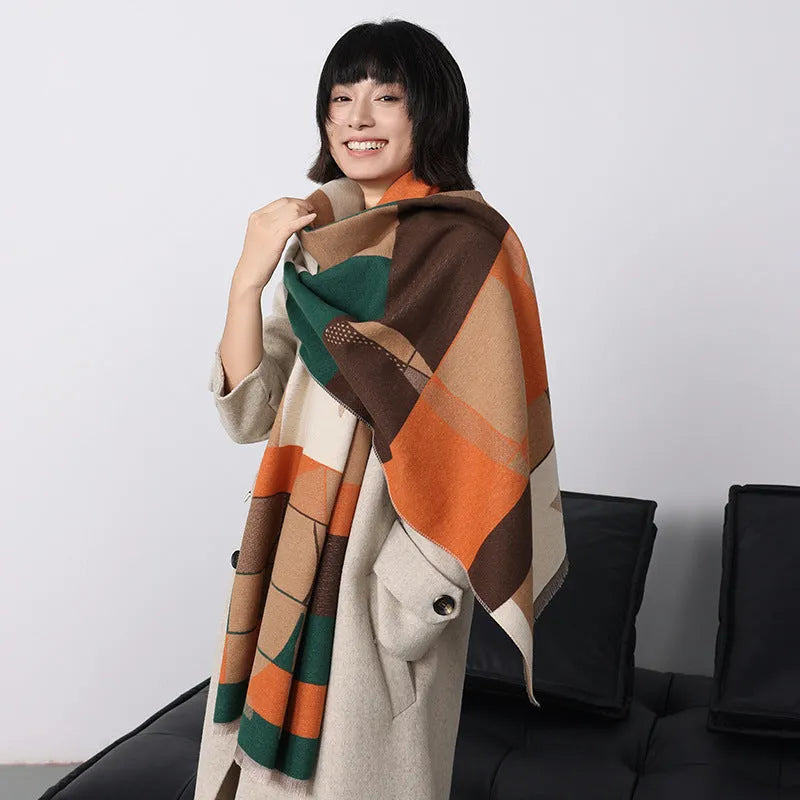 Large 185x65cm European style scarf in cashmere-like polyester fabric