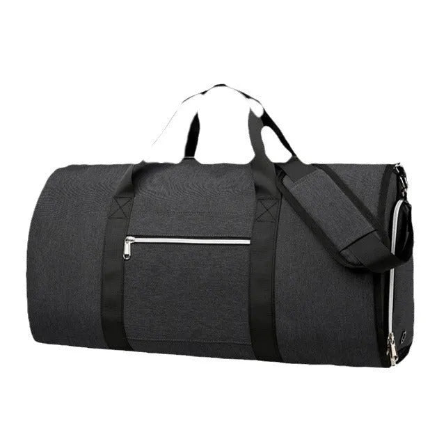 Oxford cloth business leisure storage sports bag in grey colour showing dry wet separation compartments