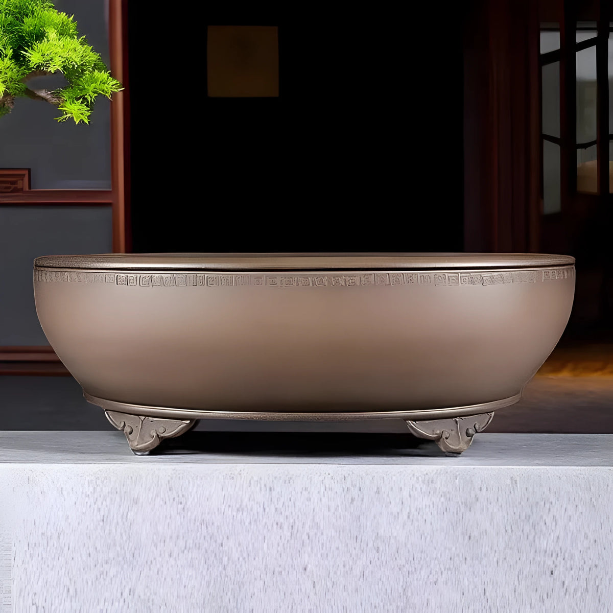 Handmade purple sand oval flowerpot classical style 50 cm length