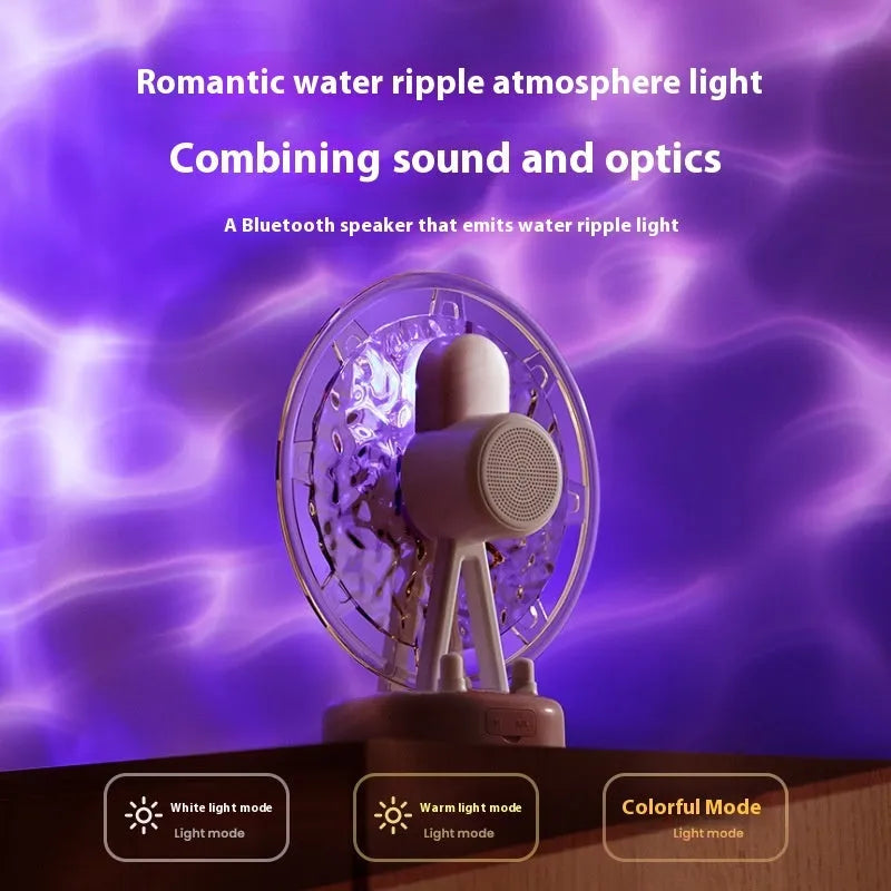 White or pink ferris wheel design Bluetooth speaker with colourful atmosphere lighting