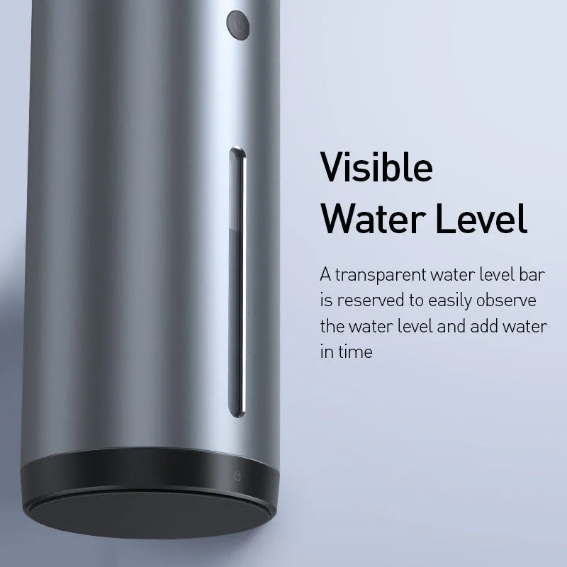 Black aluminium alloy car diffuser humidifier with air purifier on a car dashboard.