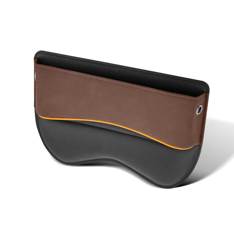 Leather car seat storage box in beige colour showing waterproof pressure resistant construction