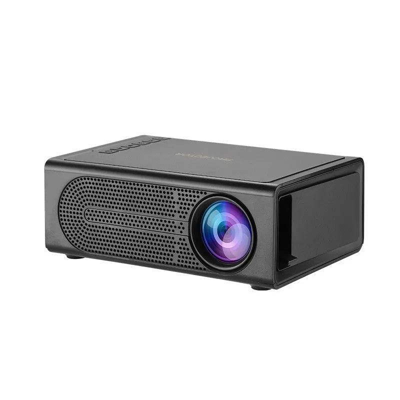Black or white portable mini projector with wired mobile phone connection capability