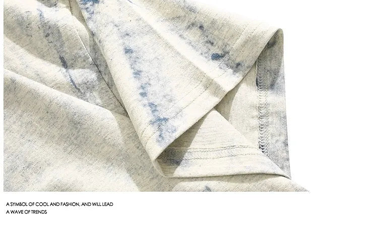 Grey tie-dye printed T-shirt with loose fit and short sleeves