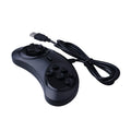 Black Sega USB computer game controller with braided copper wire