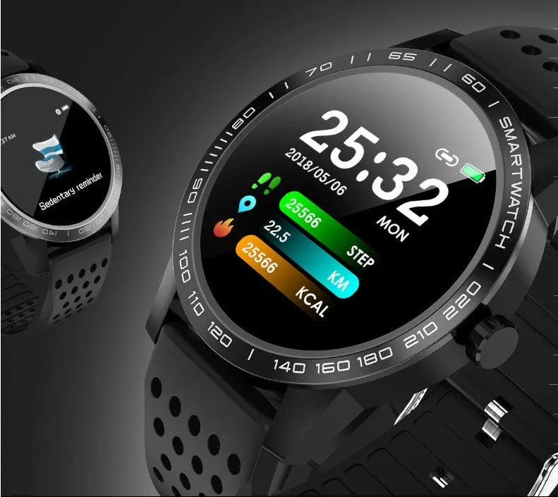 T2 smart bracelet with colour screen showing heart rate and step count data