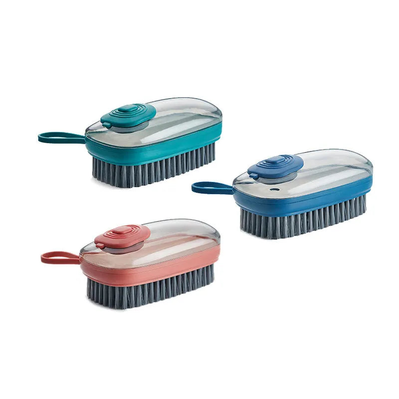 Blue automatic cleaning brush with soft bristles and a matching spare head on a white background.