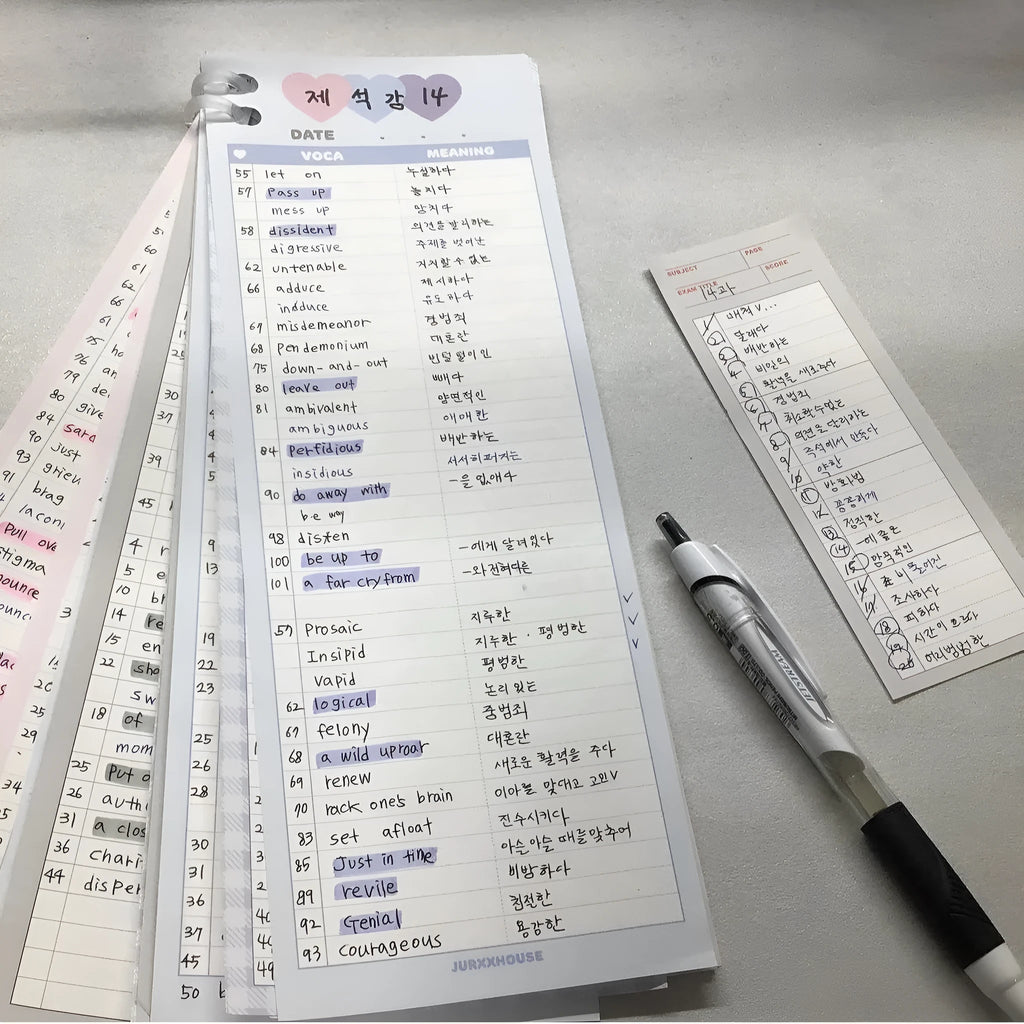 Vertical English vocabulary learning notepad in B5 half size with double-sided printing