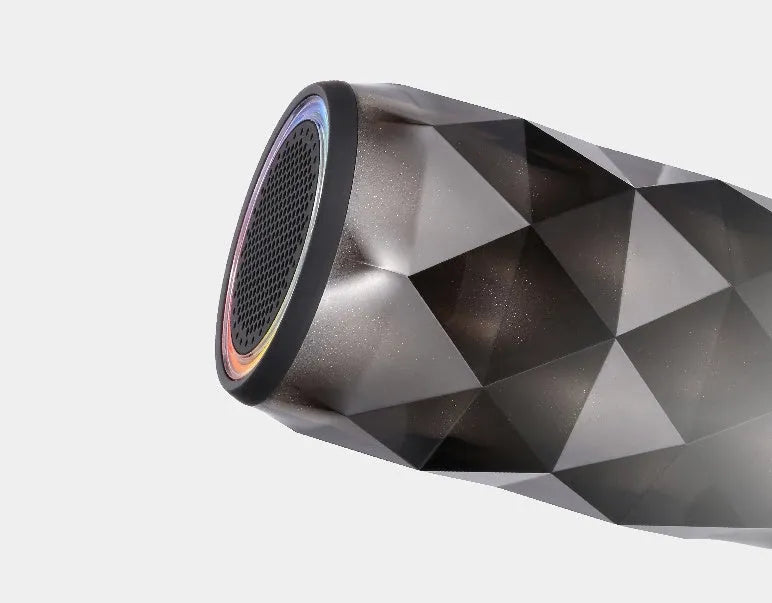 Black crystal diamond cut Coke can shaped lantern Bluetooth speaker with colourful lighting.