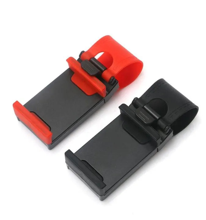 Black universal steering wheel phone mount clip holder for smartphones