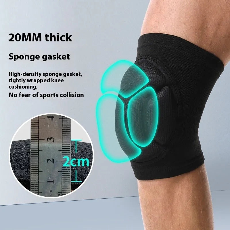 Black and blue free-size thick sponge dance kneepad for knee protection.