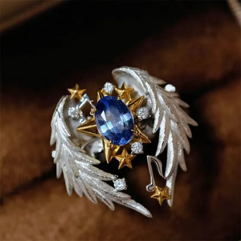 Adjustable geometric alloy ring with open mouth design in fashion OL style