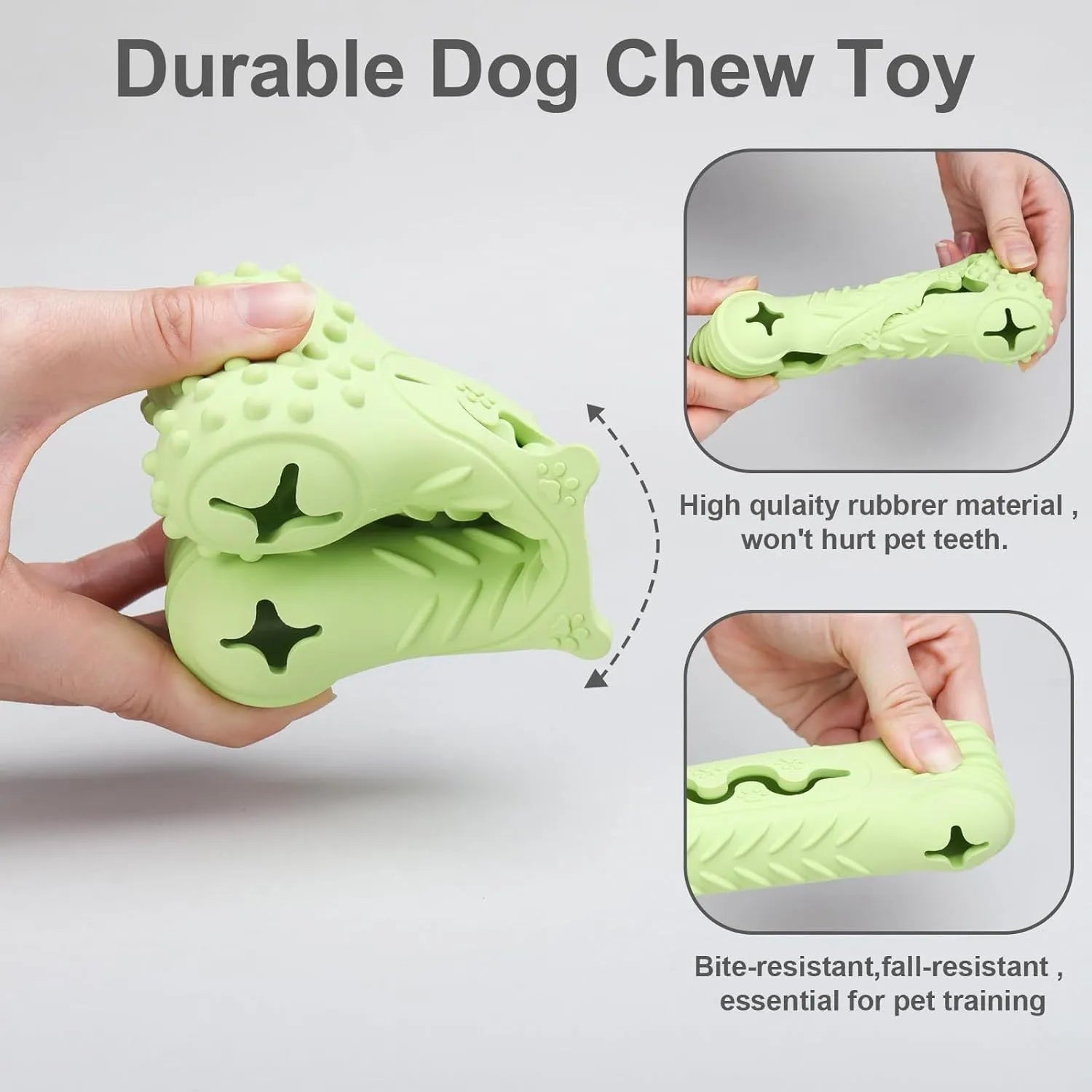 Blue bone-shaped natural rubber dog chew toy on a white background.