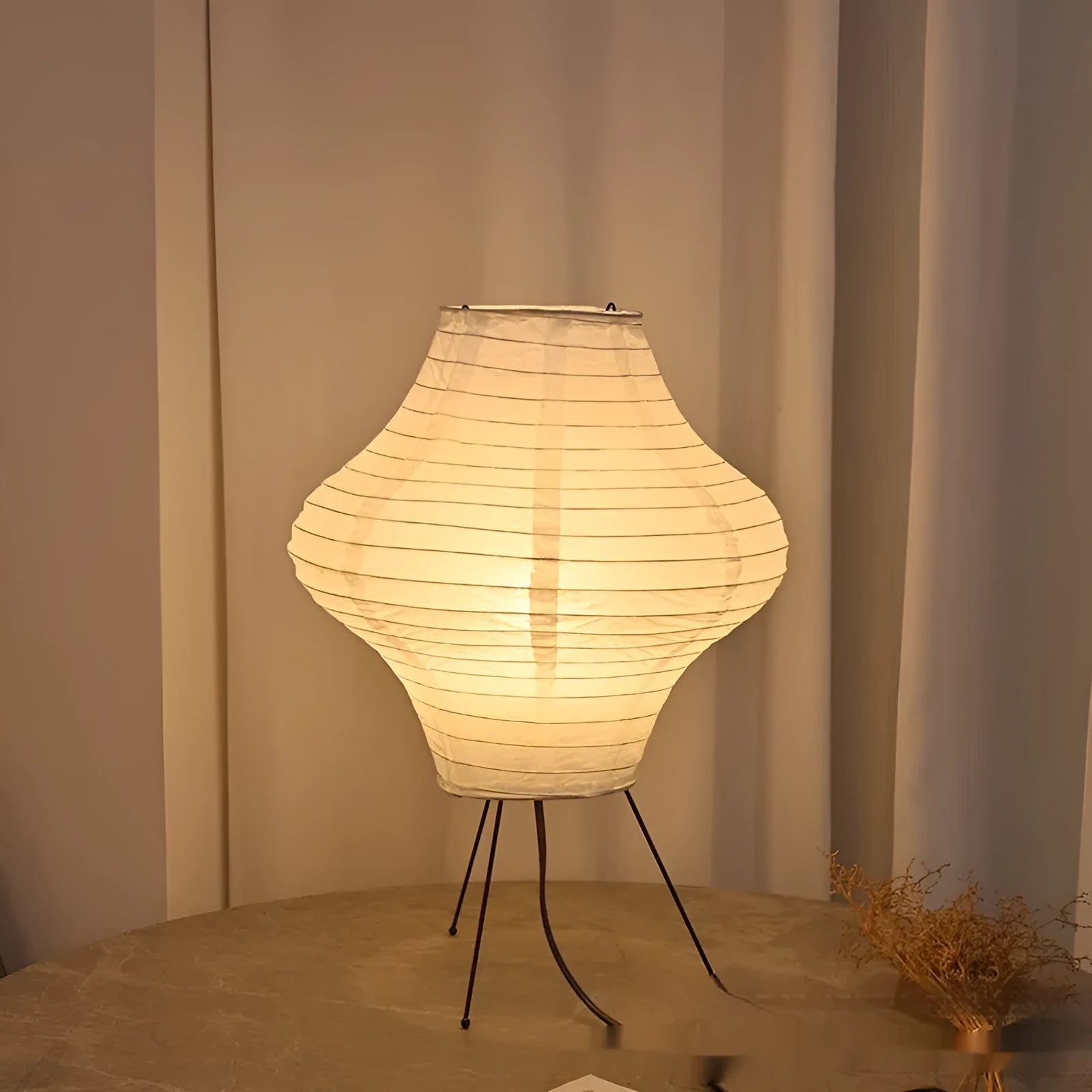 Japanese style table lamp with Xuan paper shade and tricolour lighting options