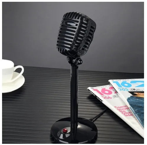 Black USB desktop microphone with adjustable neck on stand