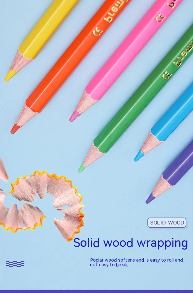 Set of 12 wooden double-tipped colour pencils showing 24 different colour leads for art and drawing