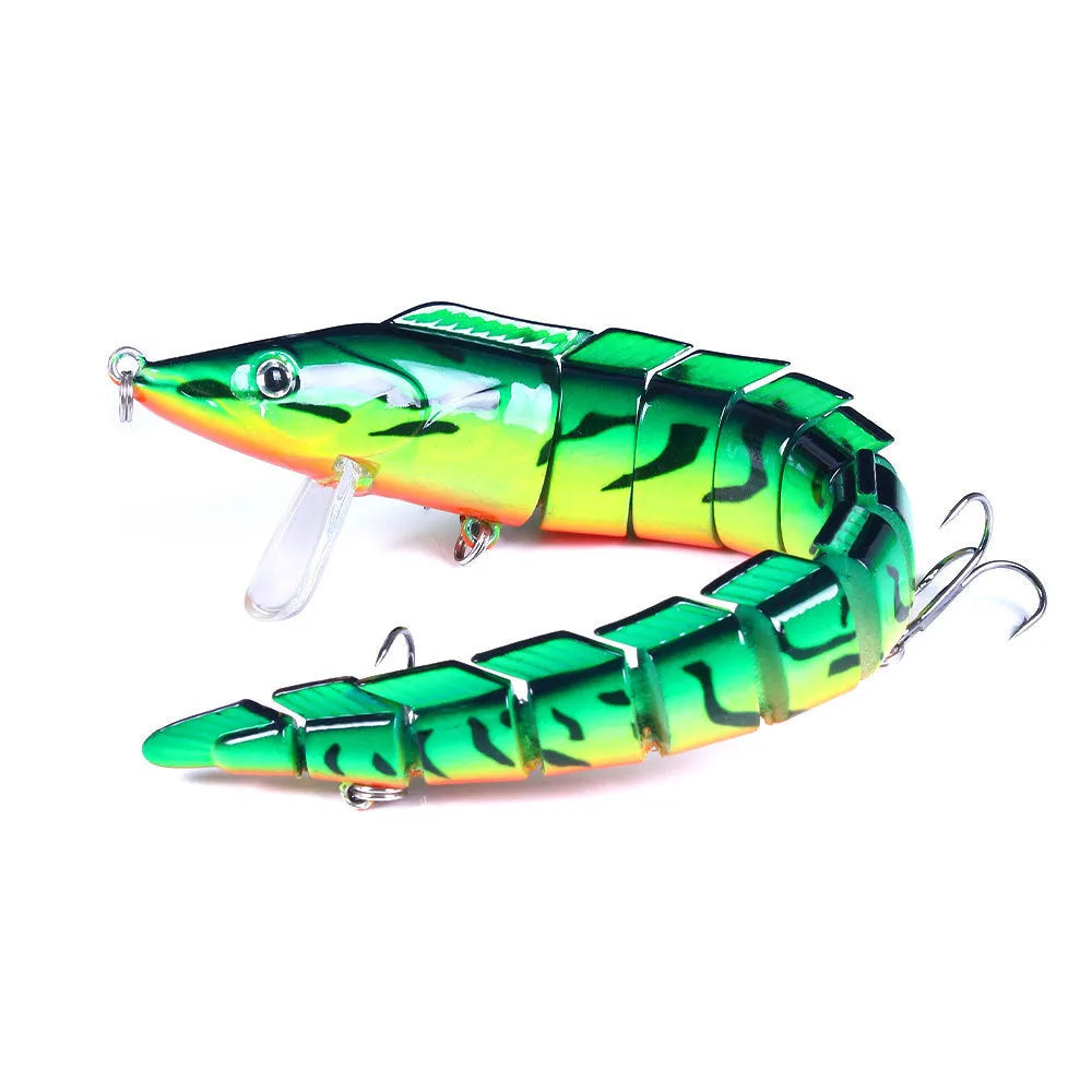 23cm multi-section loach fishing lure with jointed body design in one of five colour variations