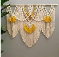 Nordic style creamy white cotton tapestry wall hanging 120x95cm rectangle hand-made weaving