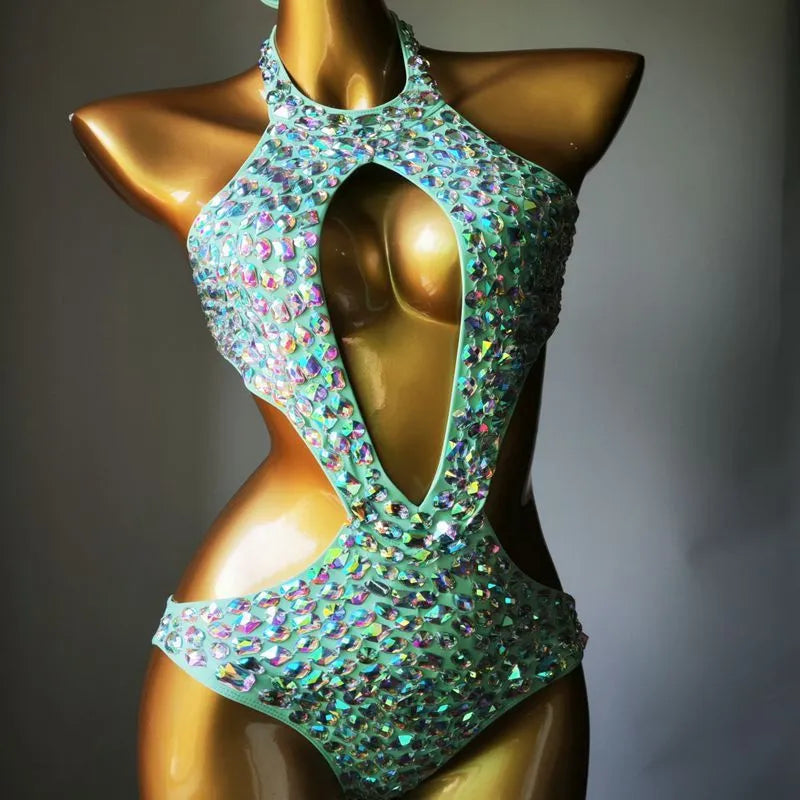 Women's mesh diamond pattern one-piece swimsuit in nylon fabric with polyester lining